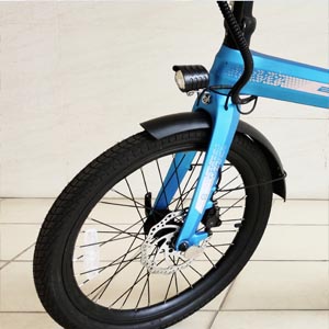 blue folding bike front